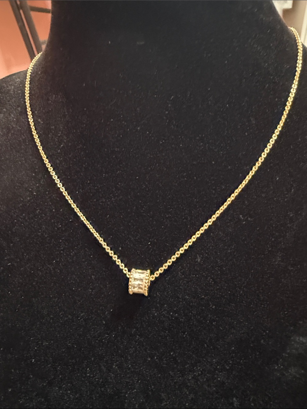 Park Lane Gold-Tone Cylinder Pendant Necklace with Clear Stones